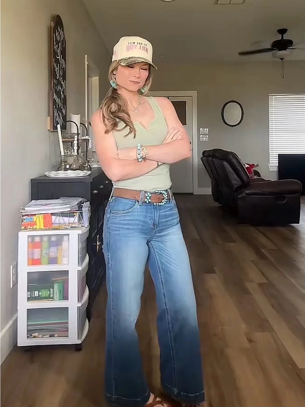 Ariat Blue Cropped Wide-Leg Jeans